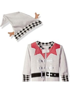 𝅺pl Sleep By Petit Lem Footed Pajama Unisex Sleeper Bnwot Holiday Xmas W Hat